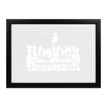 Rostock Hansestadt - Gerahmtes Poster (37 × 27 cm) - Schwarz - Vorne