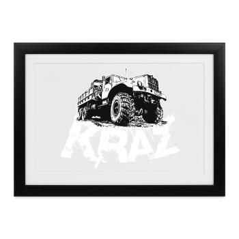 KRAZ LKW - Gerahmtes Poster (37 × 27 cm) - Schwarz - Vorne