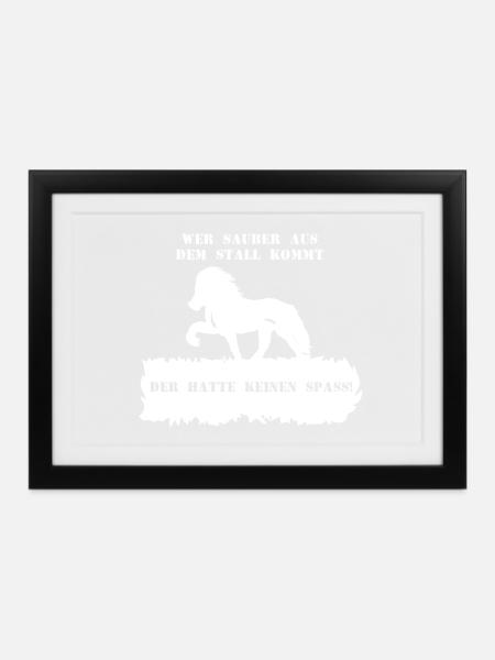 Spruch 7 mit Pferd 1 weiß - Gerahmtes Poster (37 × 27 cm) - Schwarz