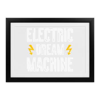 Electric Dream Machine Typ 2 Supercharge Elektro - Gerahmtes Poster (37 × 27 cm) - Schwarz - Vorne