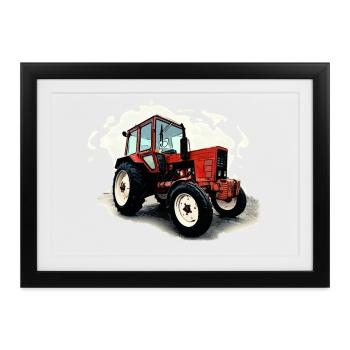 Traktor Belarus MTS 550 - Gerahmtes Poster (37 × 27 cm) - Schwarz - Vorne