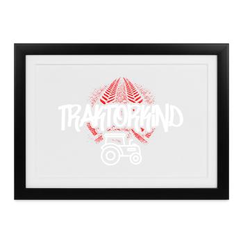 Traktorkind – Mit Erde unter den Reifen - Gerahmtes Poster (37 × 27 cm) - Schwarz - Vorne