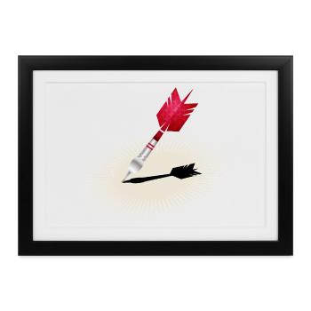 Detailliertes Dartpfeil-Motiv in Rot mit Schatten - Gerahmtes Poster (37 × 27 cm) - Schwarz - Vorne