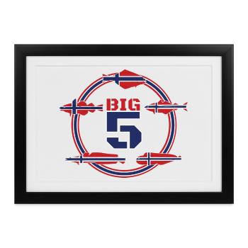 Norwegian Big 5 I Angeln Geschenk Dorsch Heilbutt - Gerahmtes Poster (37 × 27 cm) - Schwarz - Vorne