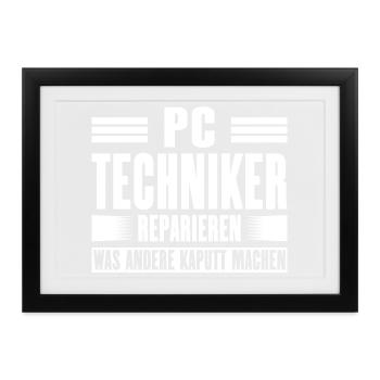 Servicetechniker Support Lösung Spruch Service PC - Gerahmtes Poster (37 × 27 cm) - Schwarz - Vorne