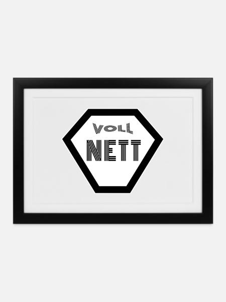 Voll Nett netter Typ super Nerd Gamer - Gerahmtes Poster (37 × 27 cm) - Schwarz