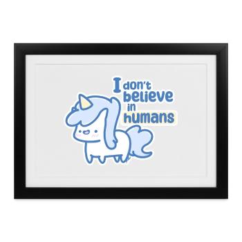 Skurriles Einhorn - Gerahmtes Poster (37 × 27 cm) - Schwarz - Vorne