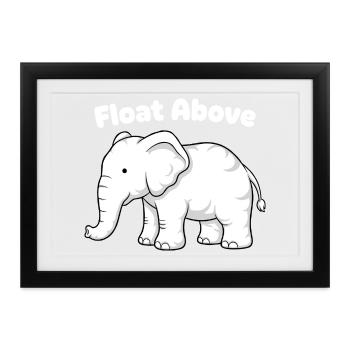 Float Above Elephant - Gerahmtes Poster (37 × 27 cm) - Schwarz - Vorne
