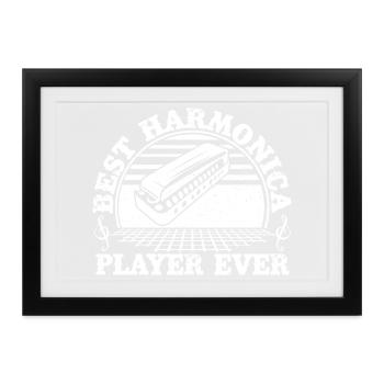 Harmonica Musican Best Player Ever Harmonica - Gerahmtes Poster (37 × 27 cm) - Schwarz - Vorne