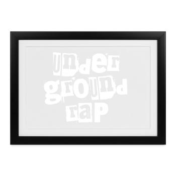 Underground-Rap-Typografie - Gerahmtes Poster (37 × 27 cm) - Schwarz - Vorne