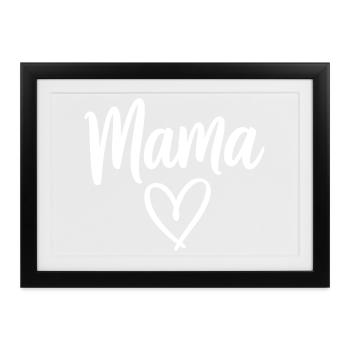 Mama Heart Script Logo - Gerahmtes Poster (37 × 27 cm) - Schwarz - Vorne