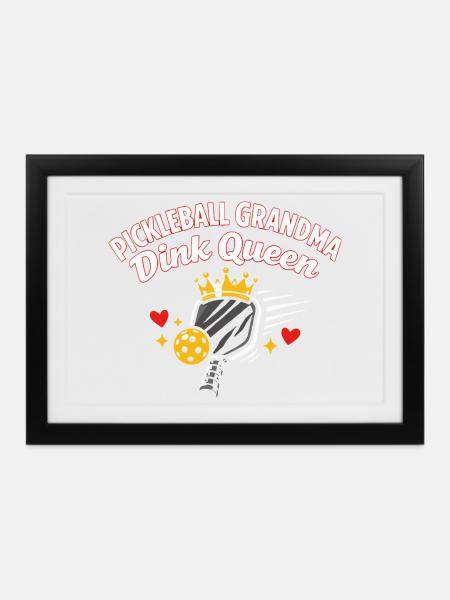 Pickleball-Großmutter Dink Queen Lustig - Gerahmtes Poster (37 × 27 cm) - Schwarz