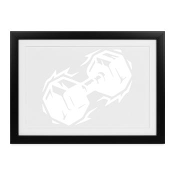 Hantel Symbol - Gerahmtes Poster (37 × 27 cm) - Schwarz - Vorne