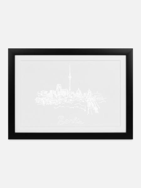 Berlin Skyline Stadtbild Deutschland Berlin Wahrzeichen - Gerahmtes Poster (37 × 27 cm) - Schwarz