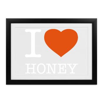 I LOVE HONEY - Gerahmtes Poster (37 × 27 cm) - Schwarz - Vorne