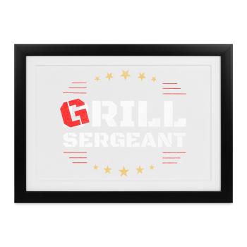 Grill Sergeant – classic BBQ Shirt - Gerahmtes Poster (37 × 27 cm) - Schwarz - Vorne