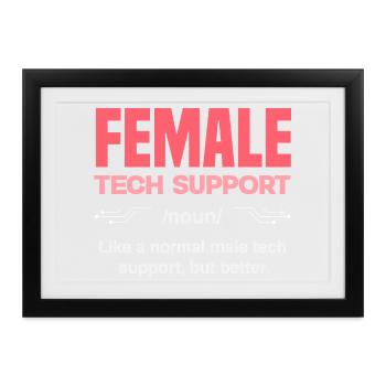 Tech Support Frau Definition IT Admin Computer - Gerahmtes Poster (37 × 27 cm) - Schwarz - Vorne