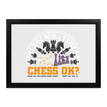 Schach Schachspieler Schachbrett - Gerahmtes Poster (37 × 27 cm) - Schwarz - Vorne