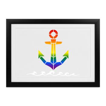LGBTQ Anker Nordsee - Gerahmtes Poster (37 × 27 cm) - Schwarz - Vorne