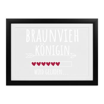 Braunviehkönigin Landwirtschaft Landwirtin Königin - Gerahmtes Poster (37 × 27 cm) - Schwarz - Vorne
