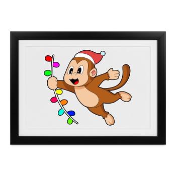 Affe Weihnachten Liane - Gerahmtes Poster (37 × 27 cm) - Schwarz - Vorne