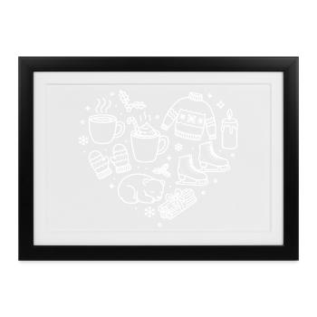 Winter Herz  - Gerahmtes Poster (37 × 27 cm) - Schwarz - Vorne