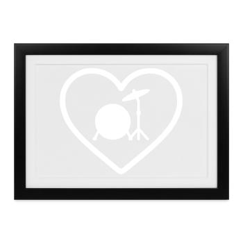 Herztrommel Basstrommel Becken - Gerahmtes Poster (37 × 27 cm) - Schwarz - Vorne
