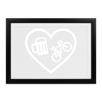 Heart Bike Bier - Gerahmtes Poster (37 × 27 cm) - Schwarz - Vorne