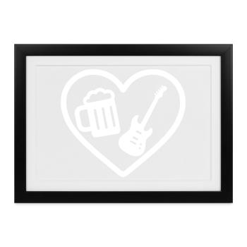 Heart Rock Bier - Gerahmtes Poster (37 × 27 cm) - Schwarz - Vorne
