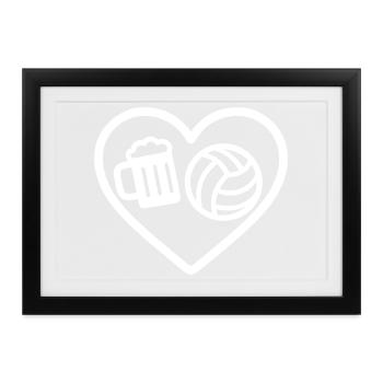 Heart Volleyball Bier - Gerahmtes Poster (37 × 27 cm) - Schwarz - Vorne