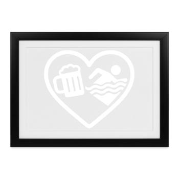 Herzschwimmendes Bier - Gerahmtes Poster (37 × 27 cm) - Schwarz - Vorne