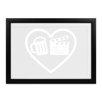 Herzbier-Kino-Humor - Gerahmtes Poster (37 × 27 cm) - Schwarz - Vorne
