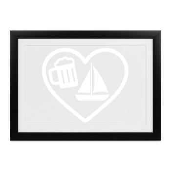 Heart Beer Segelhumor - Gerahmtes Poster (37 × 27 cm) - Schwarz - Vorne