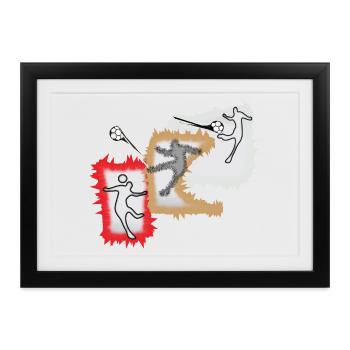 Dynamischer Ballspieler - Gerahmtes Poster (37 × 27 cm) - Schwarz - Vorne