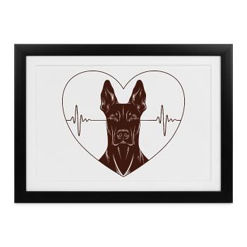Herz Dobermann Design – Rust Look - Gerahmtes Poster (37 × 27 cm) - Schwarz - Vorne