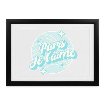 Paris I Love You Pastellblau - Gerahmtes Poster (37 × 27 cm) - Schwarz - Vorne