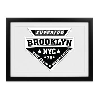 Brooklyn NYC Athletic Schild - Gerahmtes Poster (37 × 27 cm) - Schwarz - Vorne