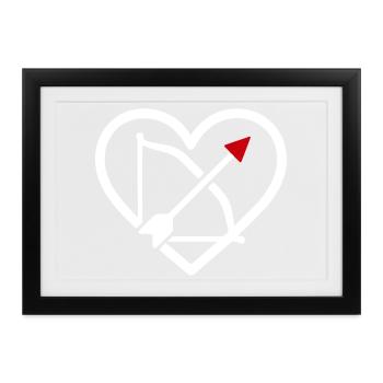 Bogenschießen Herz Pfeil Pfeil Sport Geschenk - Gerahmtes Poster (37 × 27 cm) - Schwarz - Vorne