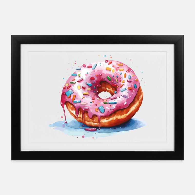 Donut avec des vermicelles - Affiche encadrée (37 × 27 cm) - noir