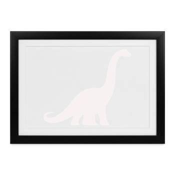 Langhals Dino Silhouette - Gerahmtes Poster (37 × 27 cm) - Schwarz - Vorne