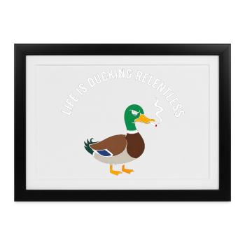 Unermüdliche Entenrauchende Satire - Gerahmtes Poster (37 × 27 cm) - Schwarz - Vorne