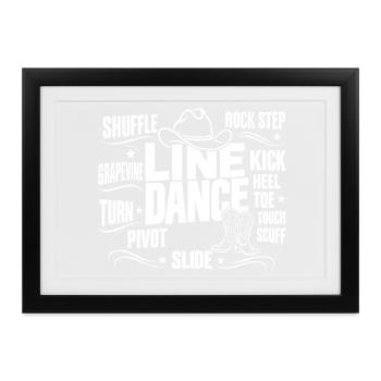 Line Dance Schritte Country Western - Gerahmtes Poster (37 × 27 cm) - Schwarz - Vorne