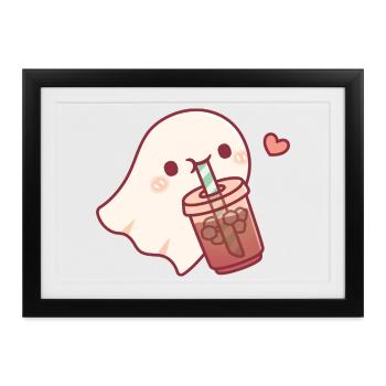 Süßer Geist liebt Eiskaffee - Gerahmtes Poster (37 × 27 cm) - Schwarz - Vorne