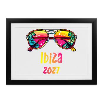 Ibiza 2027 Rainbow Sunglasses Design - Gerahmtes Poster (37 × 27 cm) - Schwarz - Vorne