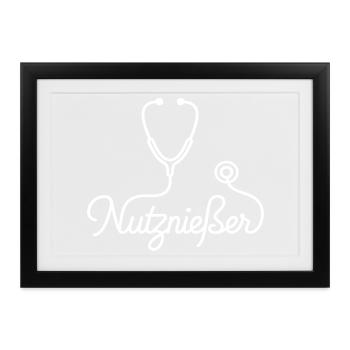 Begünstigter mit Stethoskop Ironisches Medizin - Gerahmtes Poster (37 × 27 cm) - Schwarz - Vorne