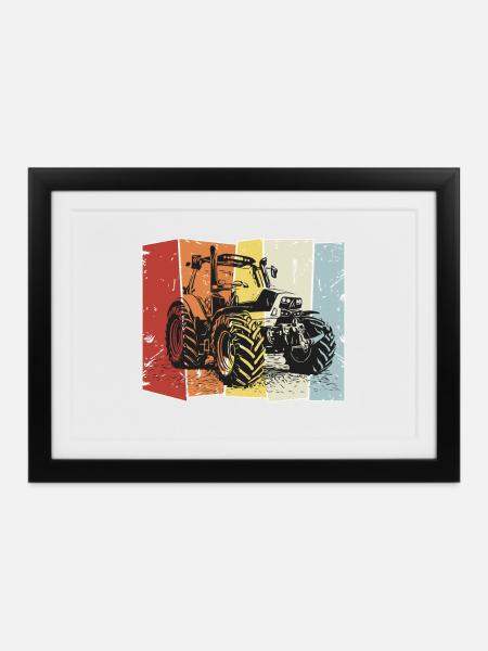 Traktor Deutz retro - Gerahmtes Poster (37 × 27 cm) - Schwarz