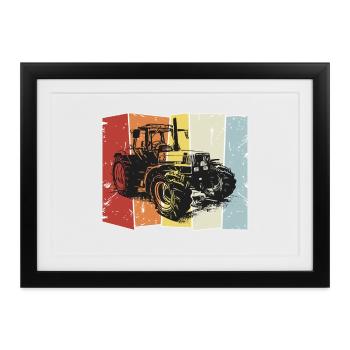 Traktor Deutz retro style - Gerahmtes Poster (37 × 27 cm) - Schwarz - Vorne