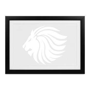 Tribal Löwe – König des Dschungels Tattoo - Gerahmtes Poster (37 × 27 cm) - Schwarz - Vorne