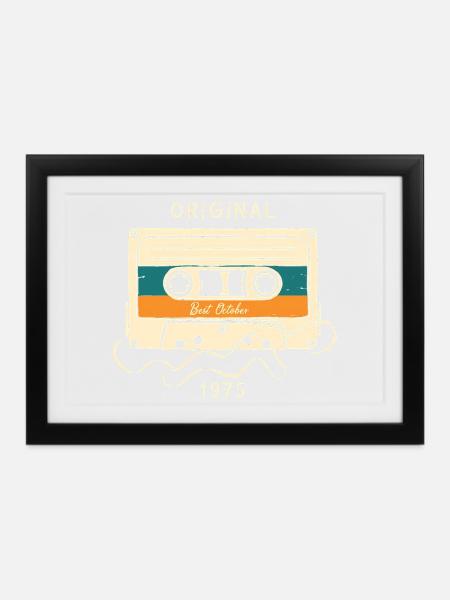 50. Geburtstag Oktober 1975 Vintage Kassette - Gerahmtes Poster (37 × 27 cm) - Schwarz