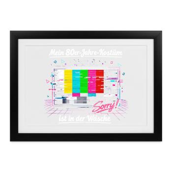 Testbild 80er Jahre Kostüm Lustig Karneval Retro - Gerahmtes Poster (37 × 27 cm) - Schwarz - Vorne